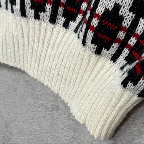 Robert Bruce VTG XL Geometric Knit Cardigan Sweater 80s Y2K Pattern Black White - Picture 7 of 15